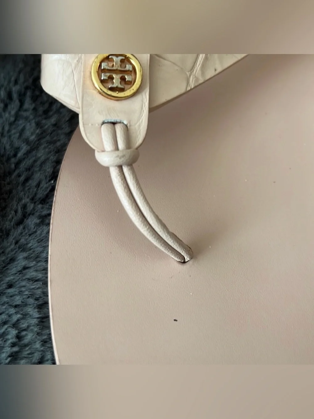 Tory Burch Blush Leather Thong Sandals with Gold Logo